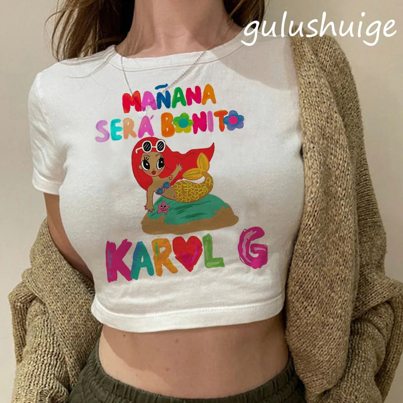 90s Manana Sera Bonito Bichota Karol G T Shirt  Crop Top