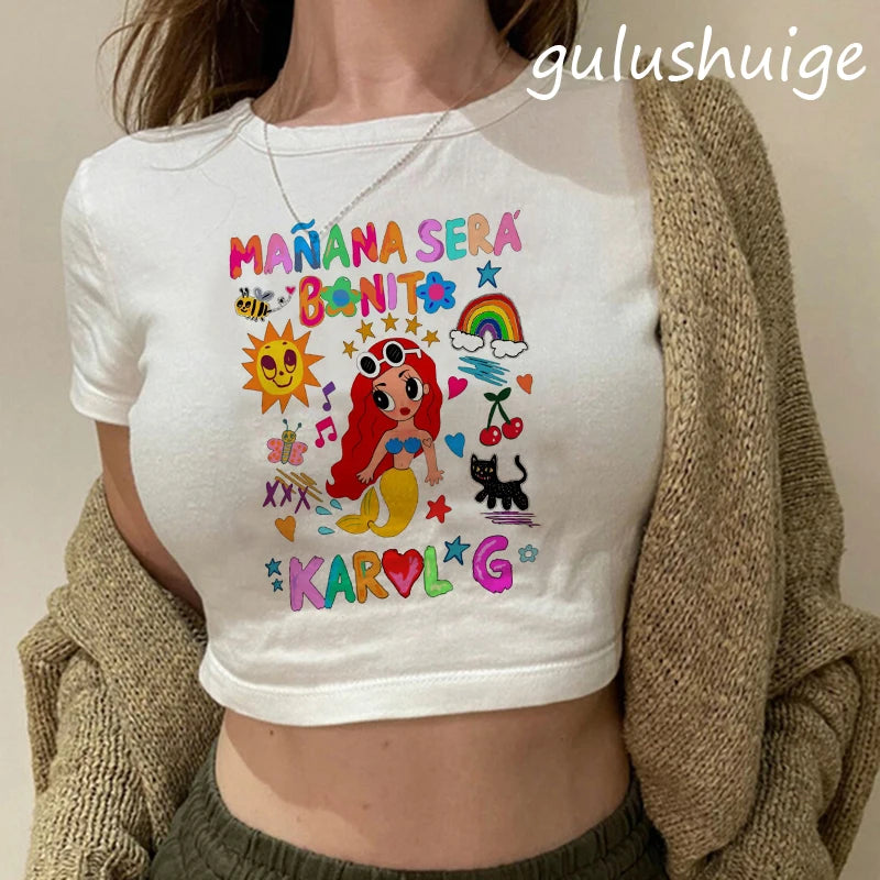 90s Manana Sera Bonito Bichota Karol G T Shirt  Crop Top